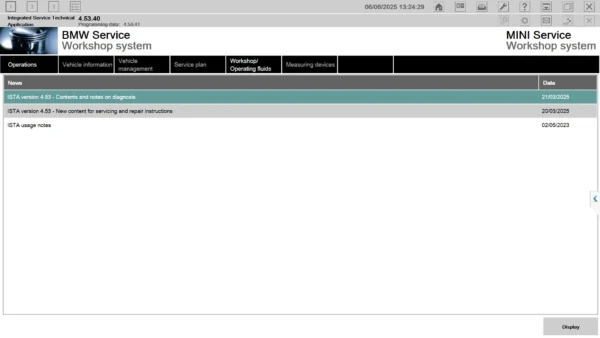 ISTA 4.53.40 welcome screen interface for BMW