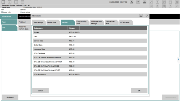 ISTA 4.53.40 version and build number
