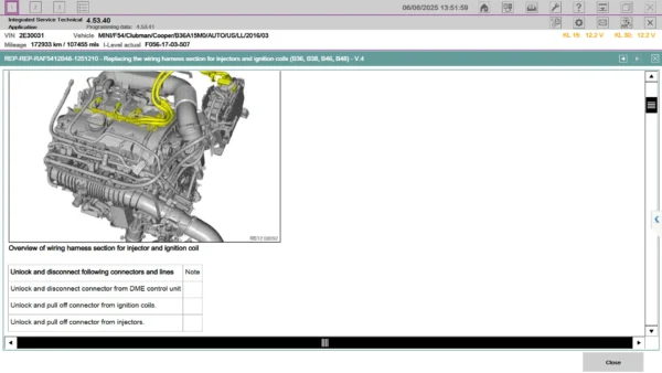 BMW repair instructions generated by ISTA 4.53.40