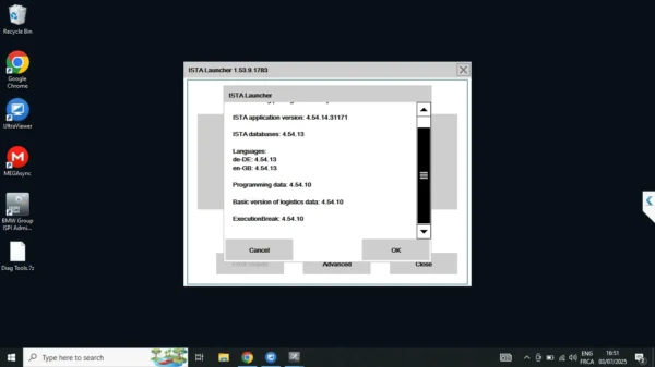 BMW ISTA iLean 4.54 version screen