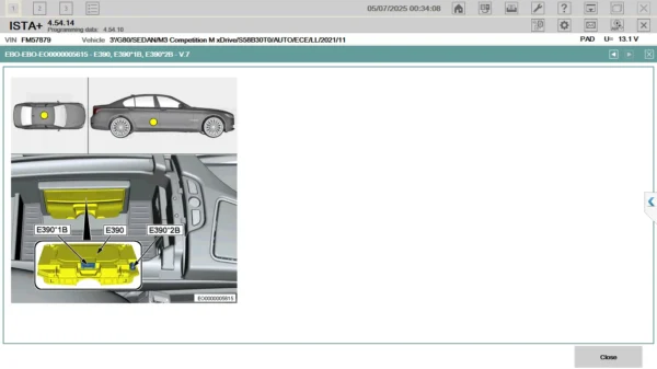 BMW battery location in ISTA software
