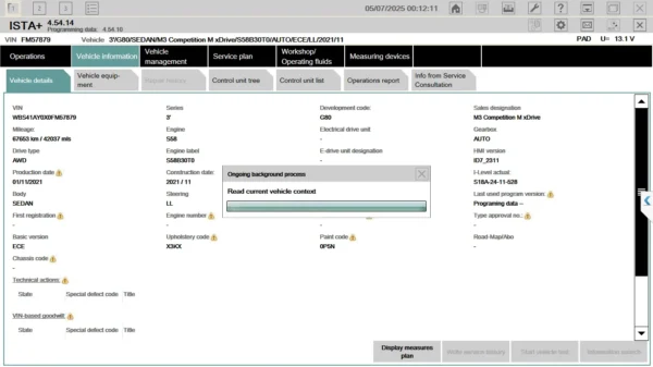 ISTA scan on BMW G80 model