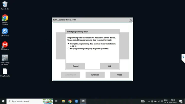ISTA BMW launcher interface