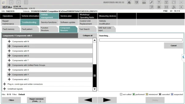 BMW ISTA component structure view